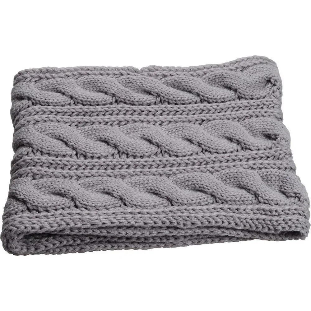 Women's Twist Grey Thick Ribbed Knit Winter Infinity Circle Loop Scarf